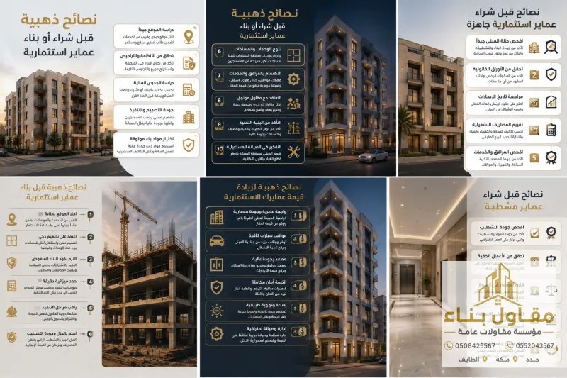 نصائح ذهبية قبل شراء أو بناء عماير استثمارية