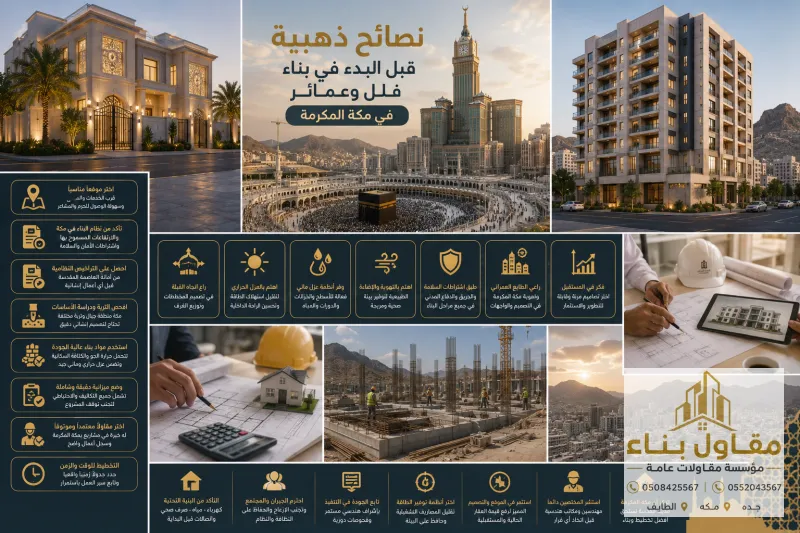 نصائح ذهبية قبل البدء في بناء فلل وعمائر بمكة
