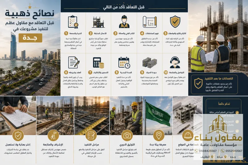 نصائح ذهبية قبل التعاقد مع مقاول عظم في جدة